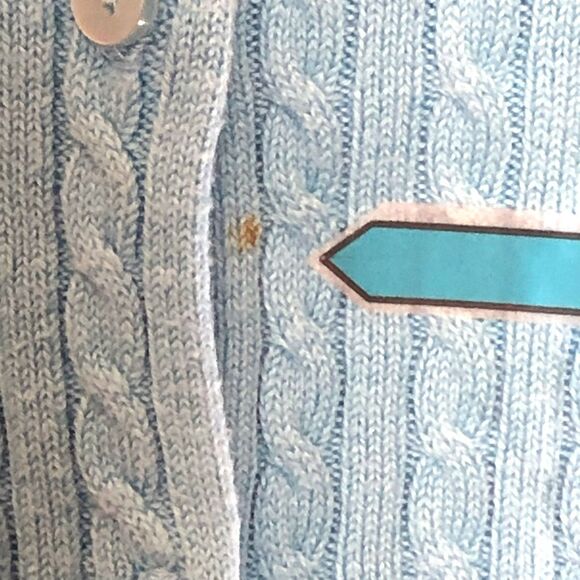 LL Bean Women's Blue Cable Knit Cardigan Medium - Picture 2 of 8